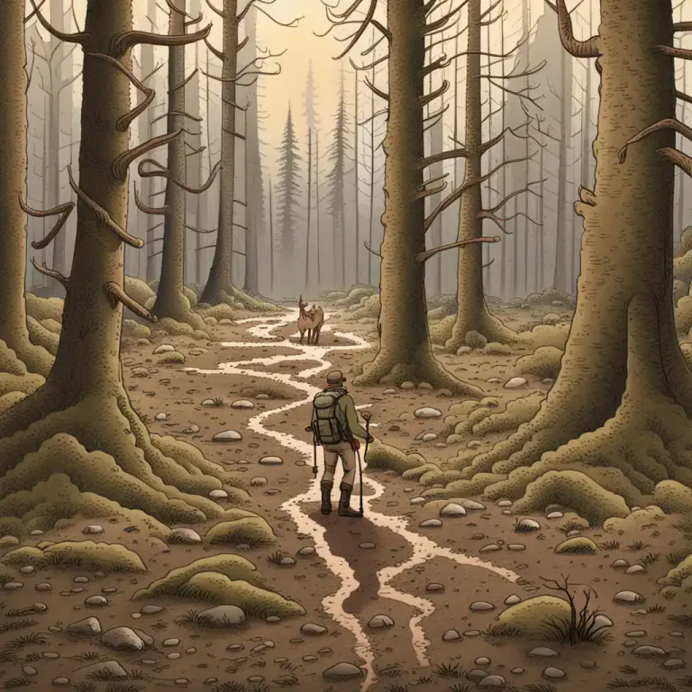 Visual representation of "spoor" - General tracks or marks left by an animal that are used to follow it.