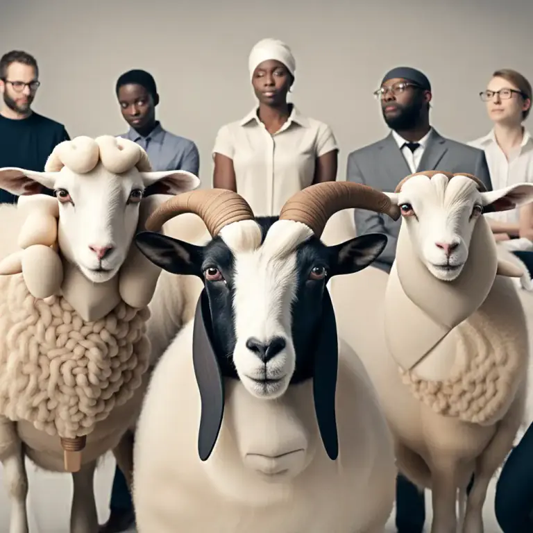 Visual representation of "sort out/separate the sheep from the goats" - To separate or distinguish between two groups or types of people or things