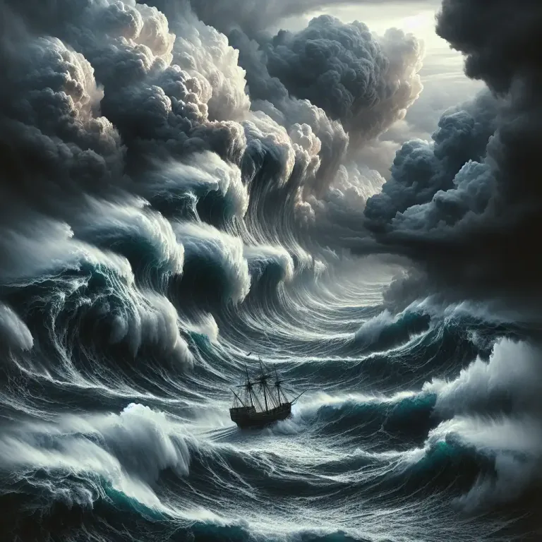 Visual representation of "tempestuous" - A violent windy storm