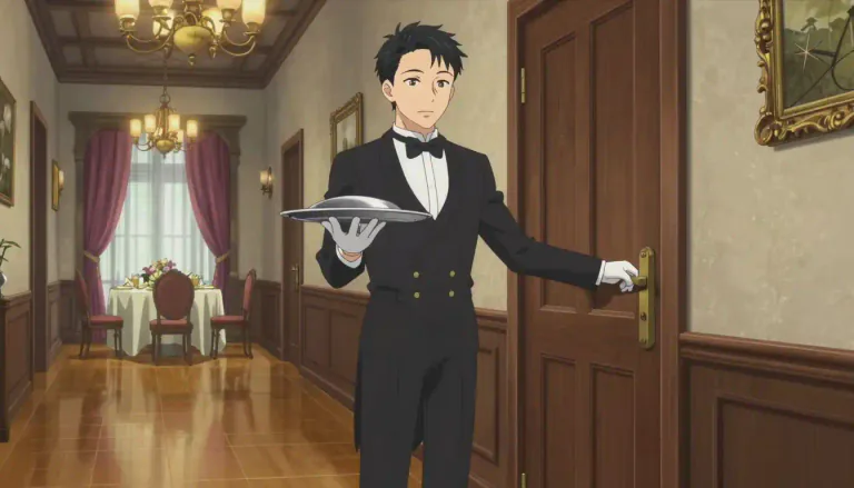 Visual representation of "footman" - A male servant who serves at table, guards the door and performs other duties.