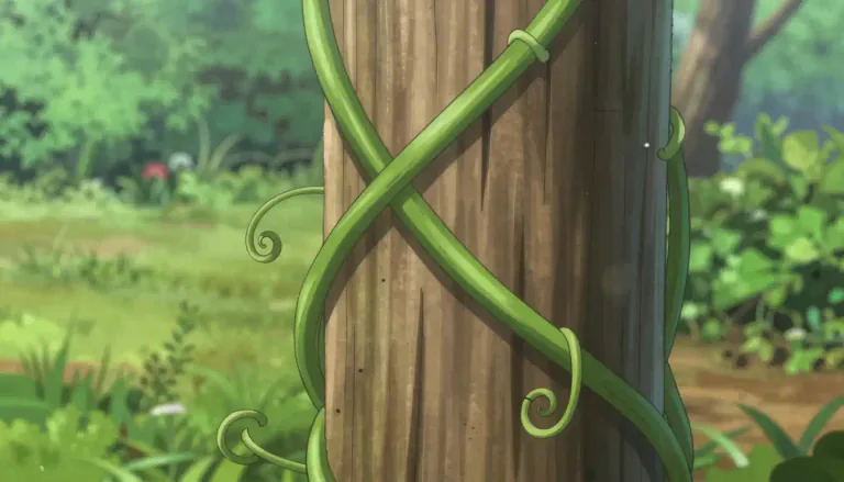 Visual representation of "tendril" - A long, thin part of a climbing plant that grows out in order to hold onto something.