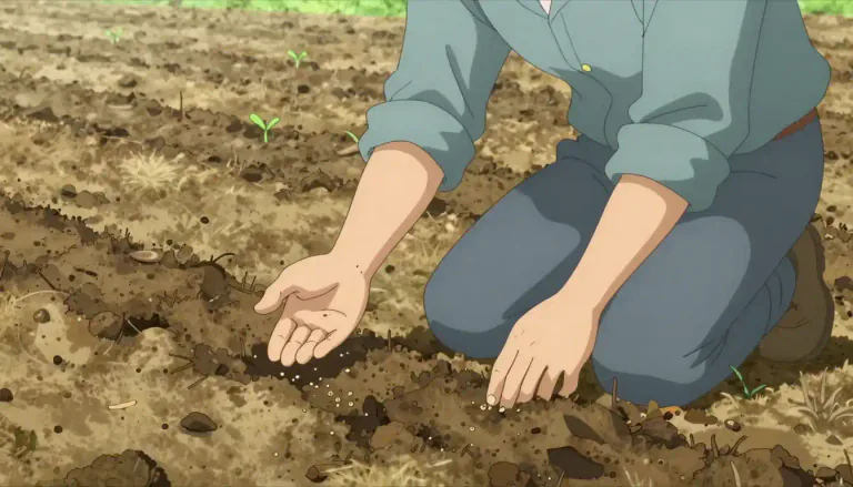 Visual representation of "sow" - to plant seeds in the ground