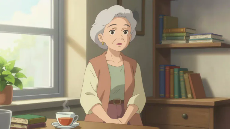 Visual representation of "spinster" - An older woman who has never been married.