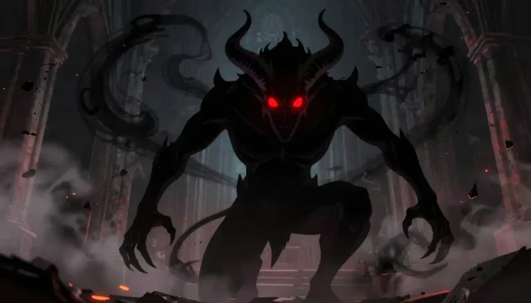 Visual representation of "demon" - An evil spirit or devil, often from religious stories.
