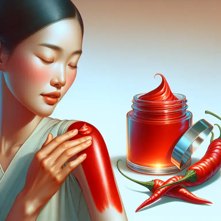 Visual representation of "capsicum" - A kind of medication or cream made from chili peppers that people apply to their skin to relieve pain.