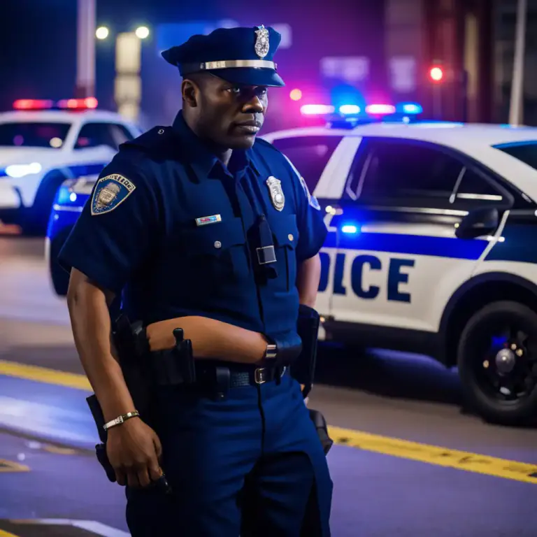 Visual representation of "blue" - A police officer