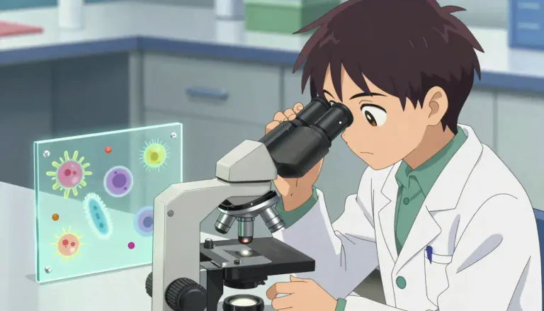 Visual representation of "microscopy" - The scientific method of using a microscope to magnify and observe very small objects or structures that cannot be seen with a naked eye.