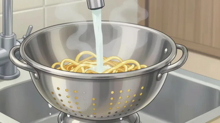 Visual representation of "colander" - A kitchen tool with a lot of small holes, used to rinse or drain food
