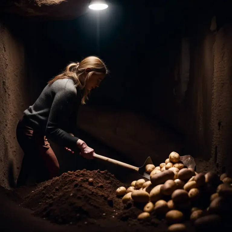 Visual representation of "dig out" - To prepare food by removing it from where it was stored