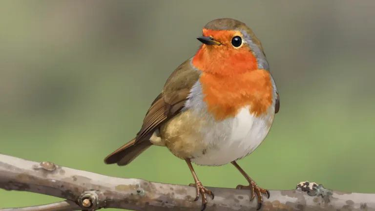 Visual representation of "redbreast" - A small bird that has a red or orange chest, typically the European robin.