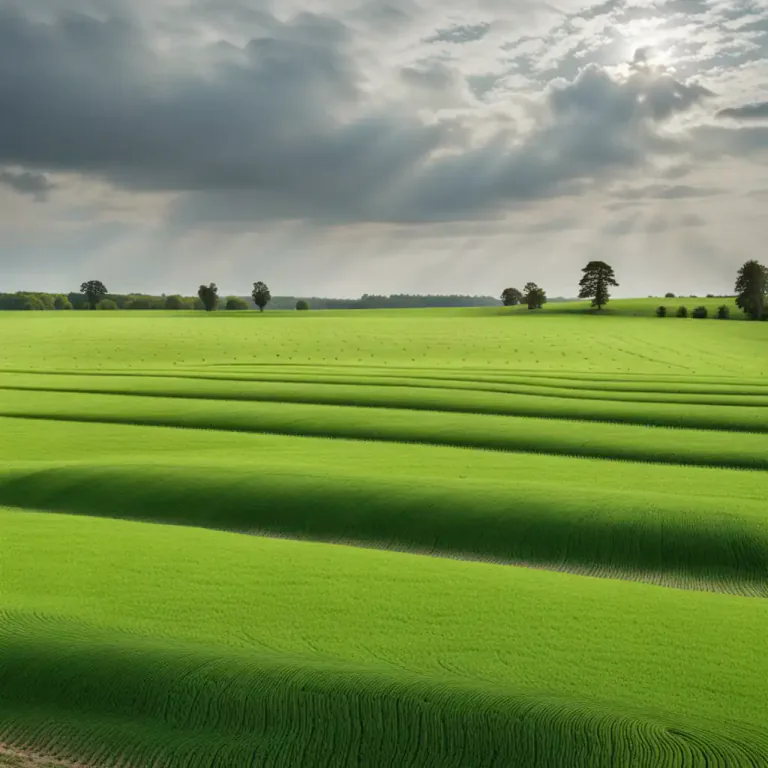 Visual representation of "aftermath" - A second crop of grass that grows after the first has been harvested