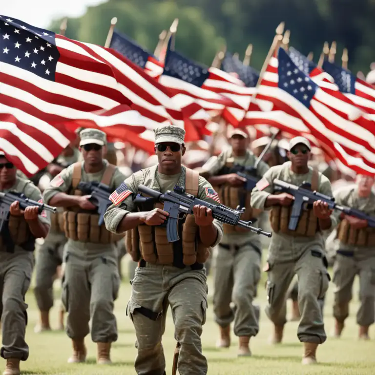 Visual representation of "militia" - In the U.S., an organization of citizens who train for military duty in order to be ready to defend their state or country