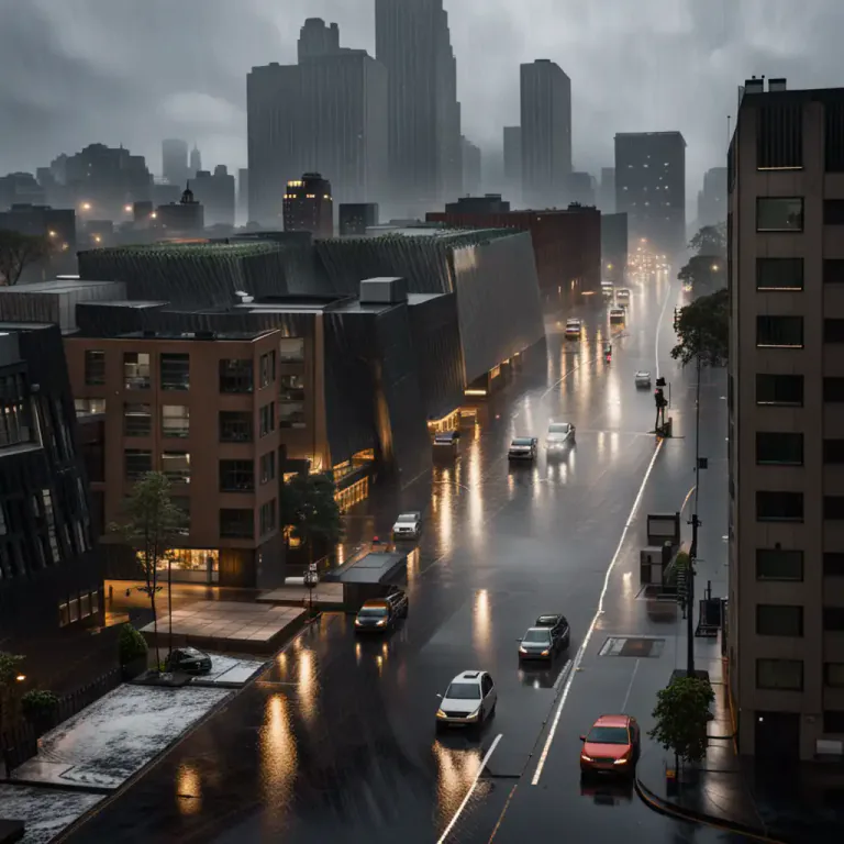 Visual representation of "sheet" - A sudden and heavy fall of rain, snow, or other weather condition