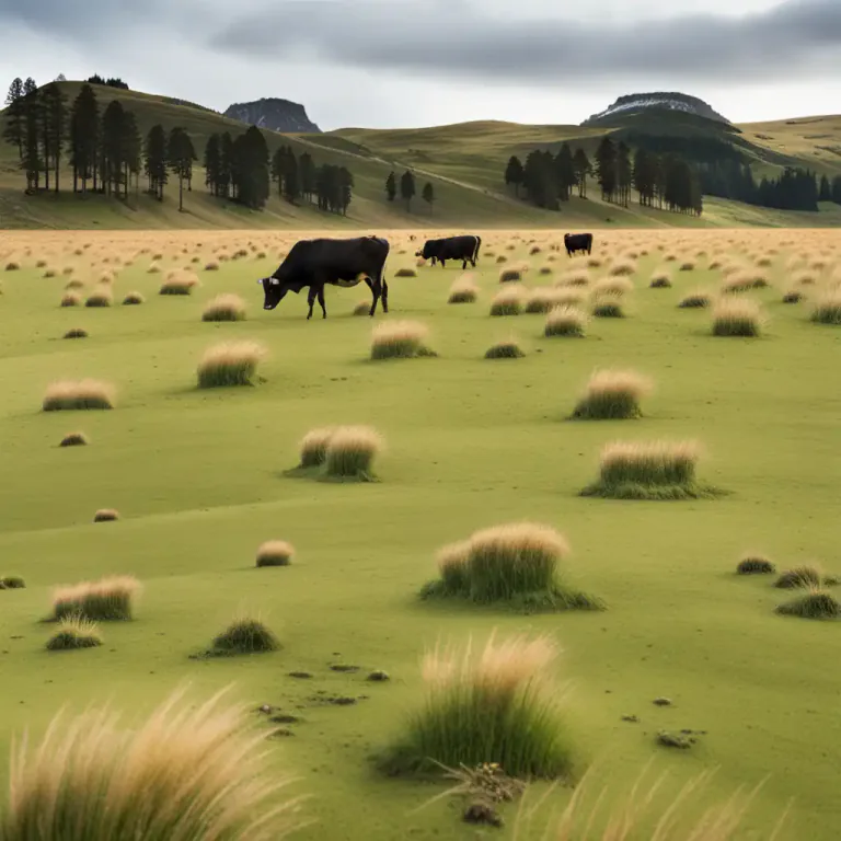 Visual representation of "tussock" - A group or cluster of longer grass, sedges or other plants in a field or prairie.