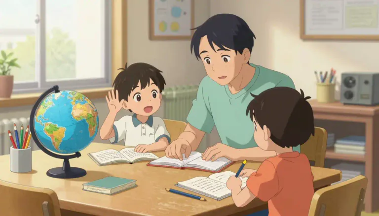 Visual representation of "homeschooling" - The activity of teaching your children at home instead of sending them to a school.