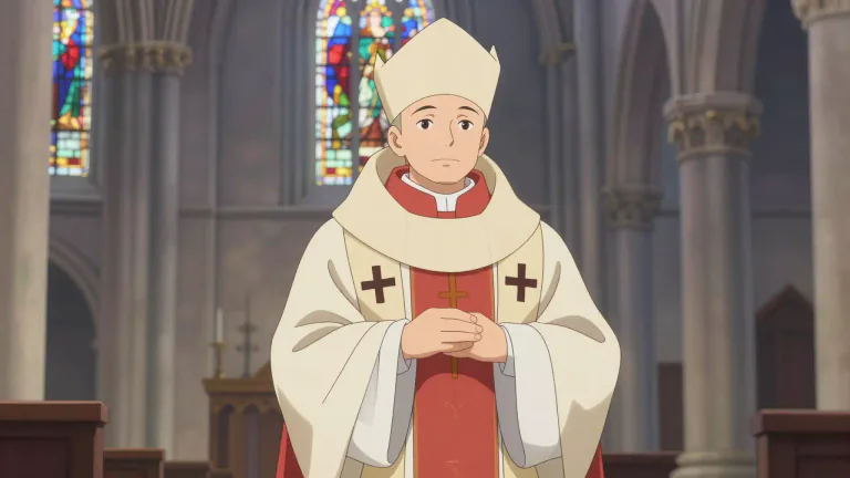 Visual representation of "pallium" - In the context of the Catholic Church, the pallium is a vestment worn by archbishops.