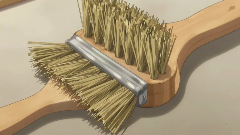 Visual representation of "brush" - A tool with stiff hairs or bristles that is used for grooming, painting, or cleaning.