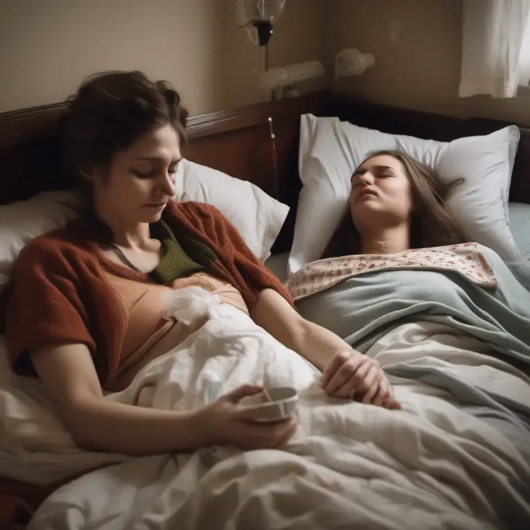 Visual representation of "see somebody right" - To ensure someone is physically in a safe or decent condition.