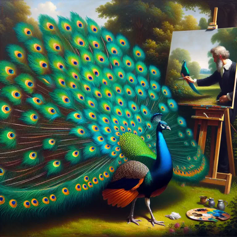 Visual representation of "peafowl" - A symbol for beauty and pride, often used in literature and art.