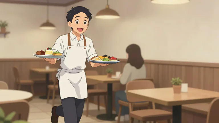 Visual representation of "server" - A person who serves food or drinks to people, usually in a restaurant or a cafe.