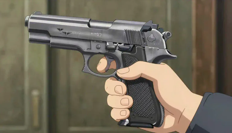 Visual representation of "pistol" - A small gun that is held and shot with one hand