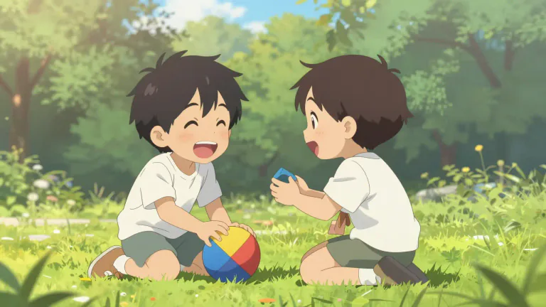 Visual representation of "playmate" - A friend that the person plays games or other activities with, especially connected with children