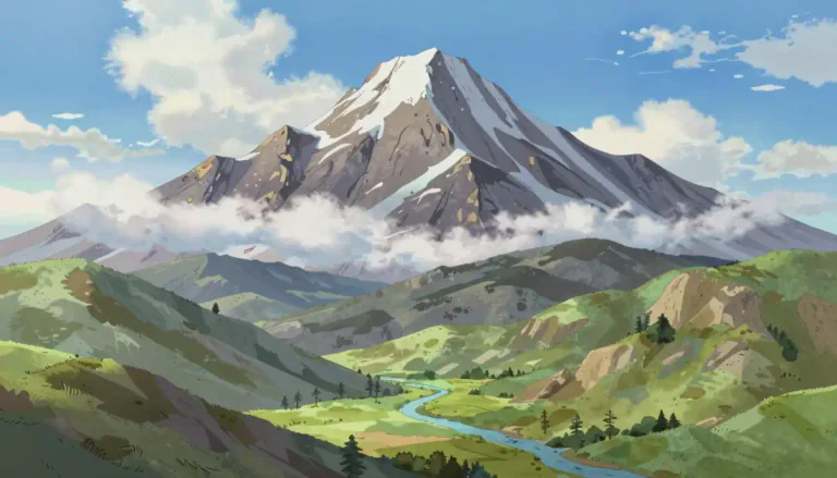 Visual representation of "mountain" - A very large hill, much larger than the usual range of hills.