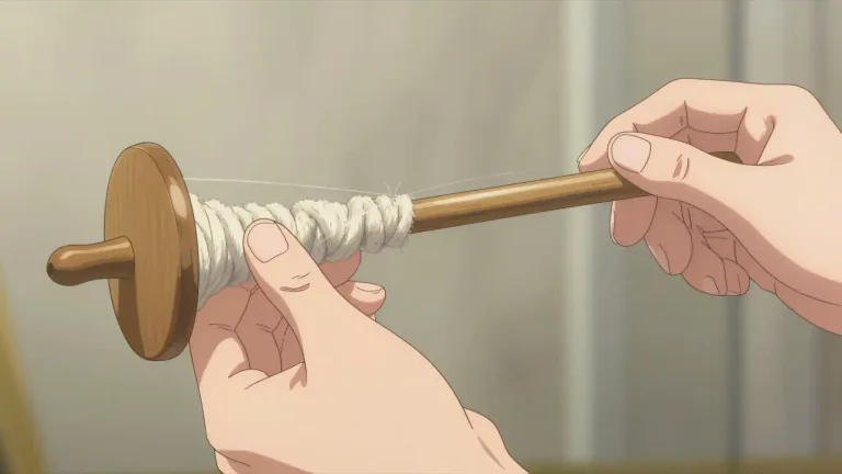 Visual representation of "spindle" - A slim, round rod or pin used in weaving and spinning