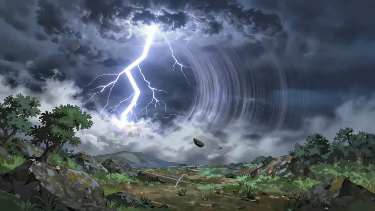Visual representation of "thunderous" - Making a loud, heavy noise, like thunder.