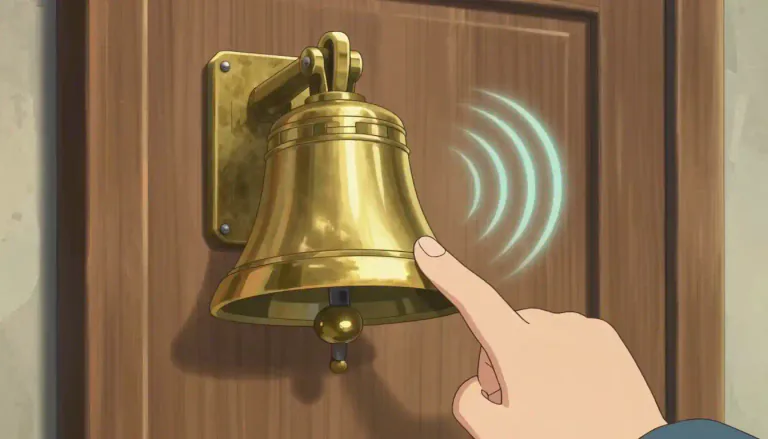 Visual representation of "bell" - A device that makes a ringing sound when hit, used mainly for signaling or attracting attention.