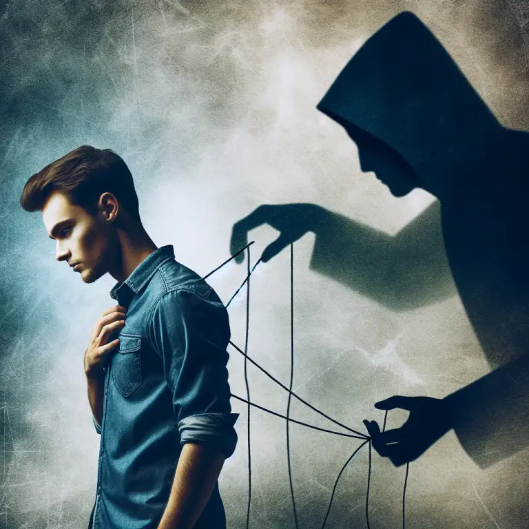 Visual representation of "umbra" - An influential person who is not physically present.