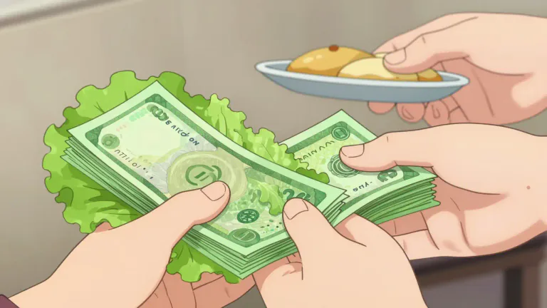 Visual representation of "lettuce" - Paper money, cash.