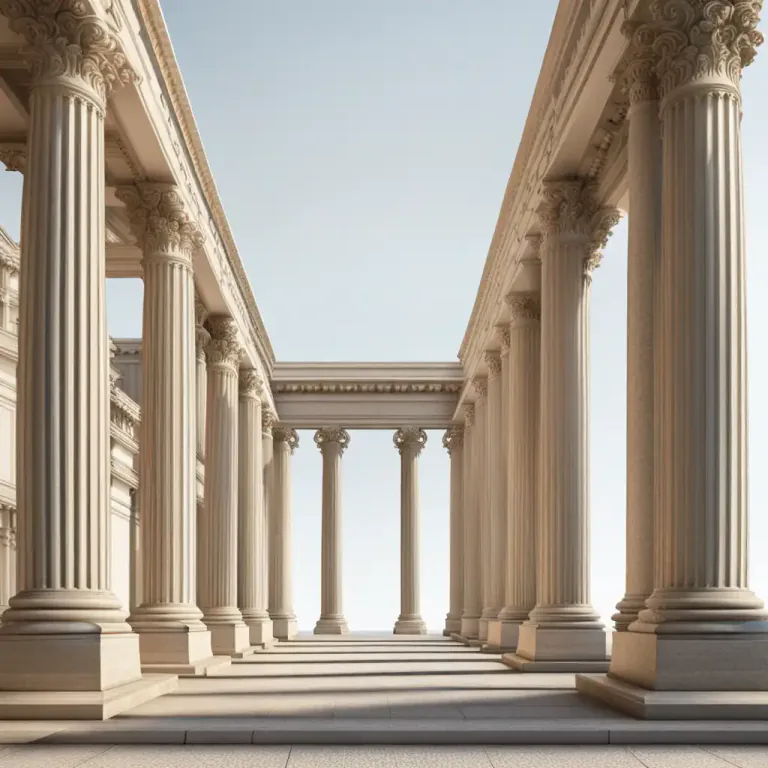 Visual representation of "harmonica" - (in classical architecture) A portico having an equal number of columns in front and in back.