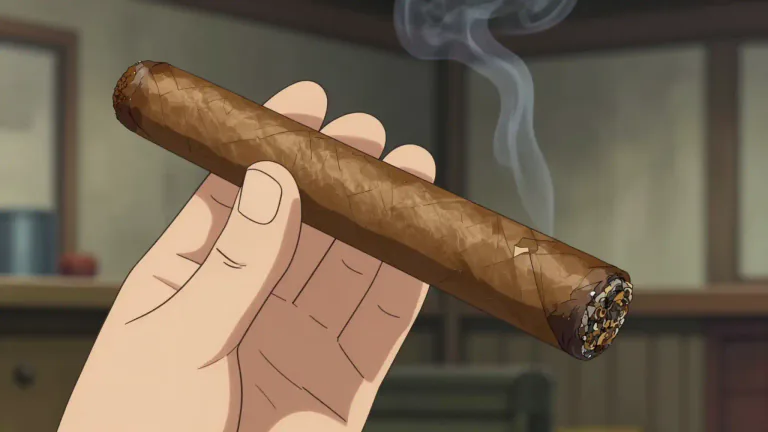Visual representation of "stogie" - A cheap or large cigar, often associated with a working-class individual.