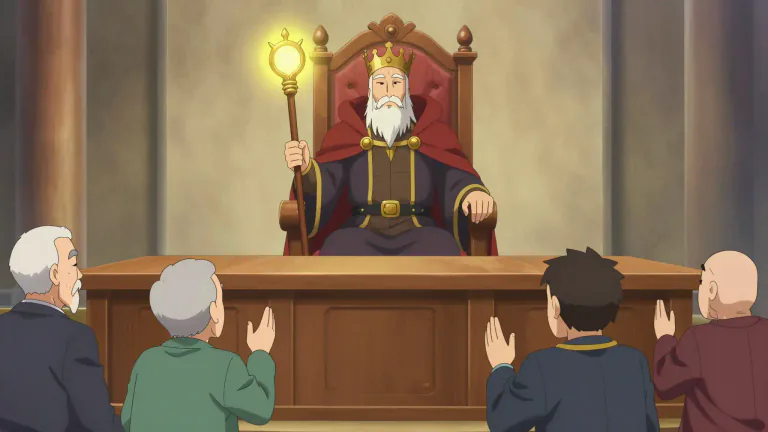 Visual representation of "autocratic" - When someone has complete power, like a ruler or a leader who doesn't need to consult with others to make decisions