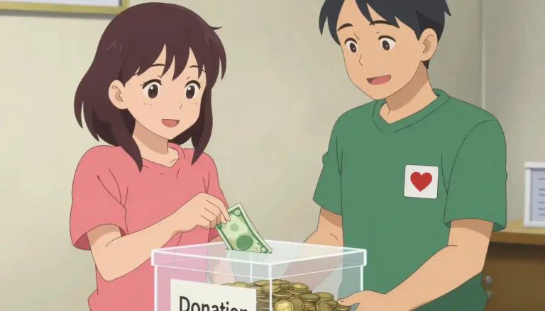 Visual representation of "donate" - To give something, especially money, to help a person or organization