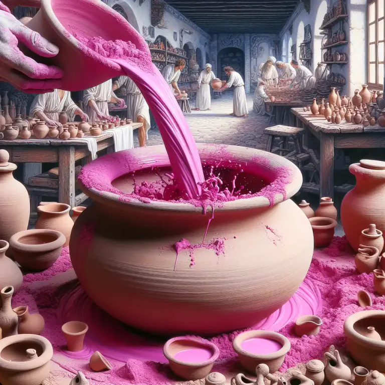 Visual representation of "calamine" - A pink powder used in making glass and ceramics. It's a mixture of zinc oxide and iron oxide.