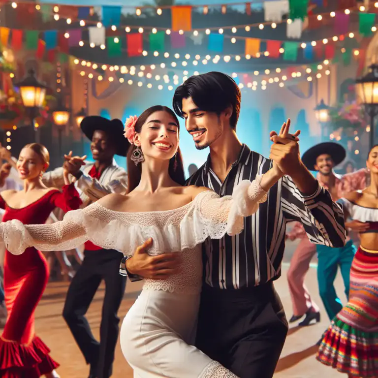 Visual representation of "contra" - A Latin American dance in lined formation, done in pairs to traditional Latin American music