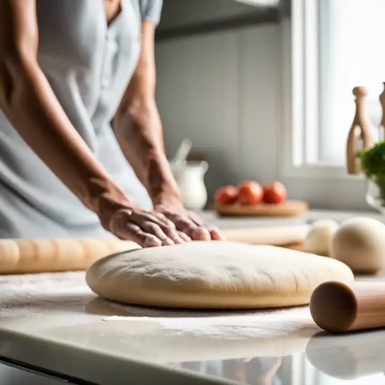 Visual representation of "roll out" - To make a flat sheet by pushing a dough using a rolling pin