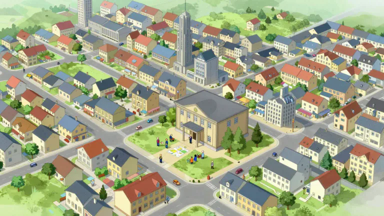 Visual representation of "borough" - A town, or part of a large city, that has its own government to deal with local problems.