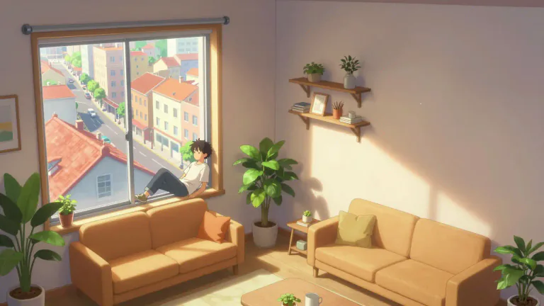 Visual representation of "live in" - to reside or stay in a particular place or environment