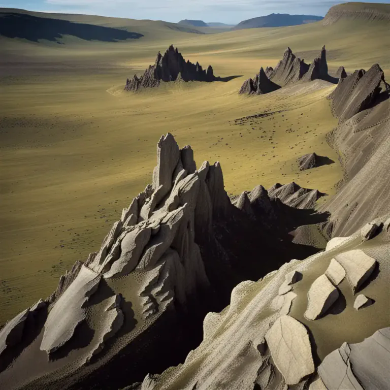 Visual representation of "spur" - A thing that projects or juts from something, such as a piece of rock in the landscape or a railway from the main line.