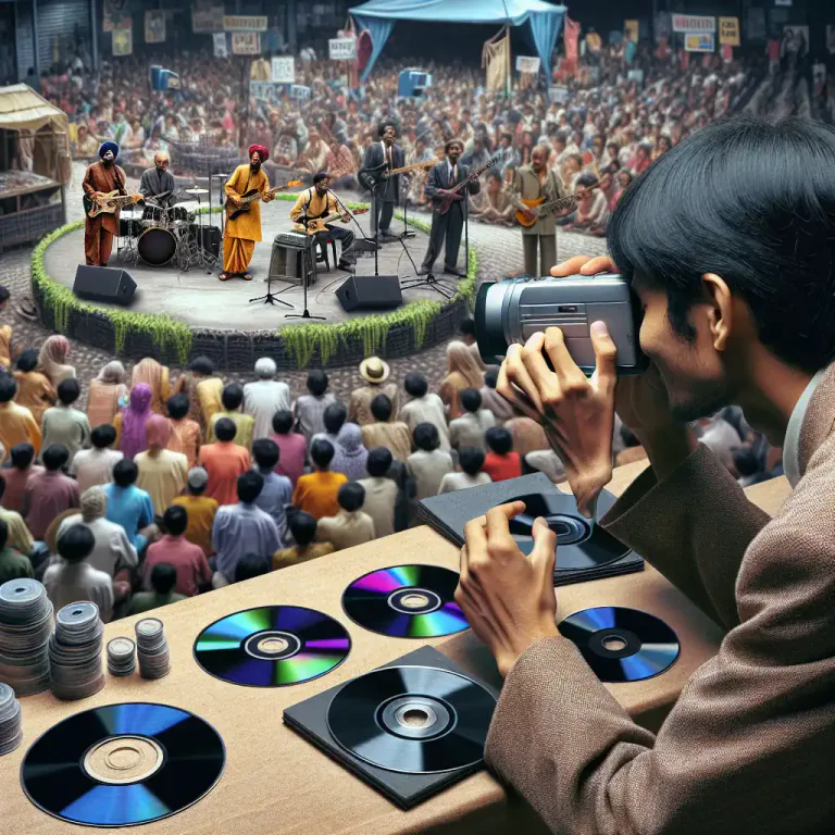 Visual representation of "bootlegging" - The method of recording or videotaping a live performance or broadcast without permission, then selling the recording.
