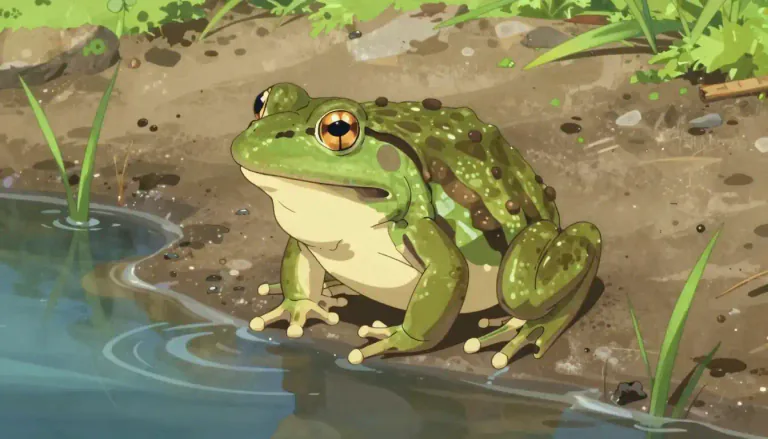 Visual representation of "bullfrog" - A large frog that is usually found in North America