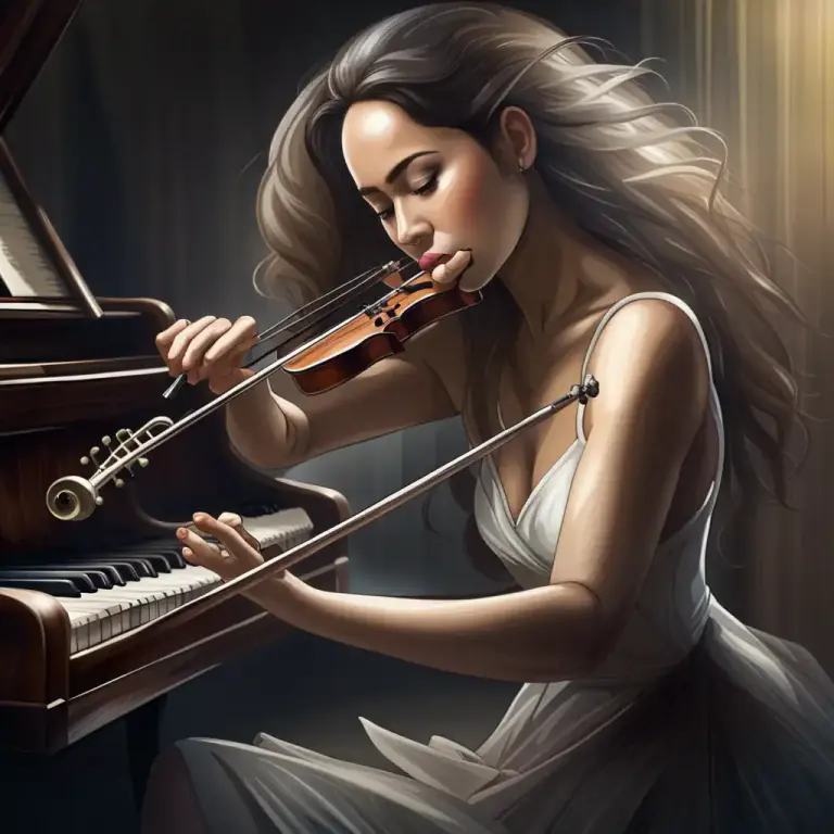 Visual representation of "play upon" - to produce or perform music on an instrument