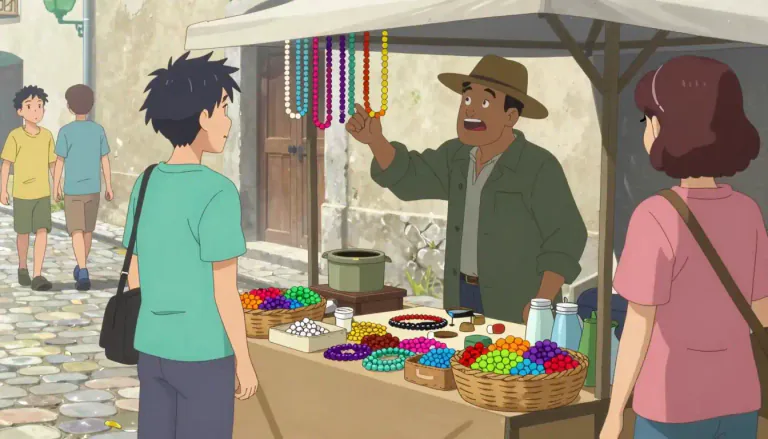 Visual representation of "huckster" - A person who sells small items, usually not in a permanent store but in the street or at the market