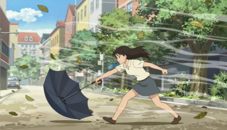 Visual representation of "gusty" - Having or characterized by sudden and strong blasts of wind.