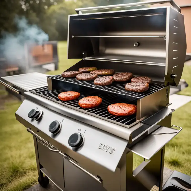 Visual representation of "barbecue" - A stainless steel appliance used for grilling food outdoors