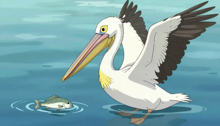 Visual representation of "pelican" - A large bird that catches fish with its long beak.