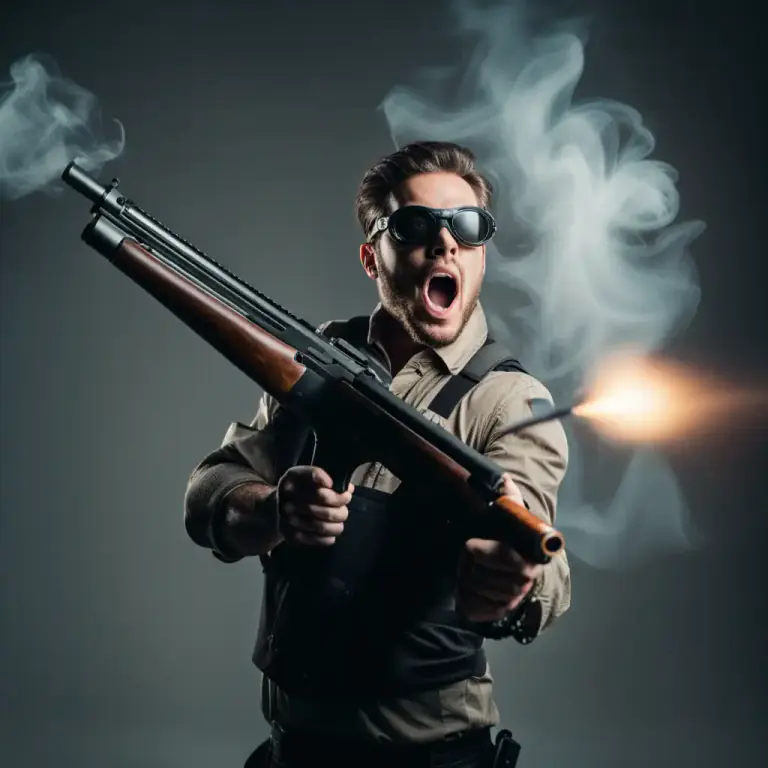 Visual representation of "kick back" - Recoil, a sudden backward motion usually by a gun when fired